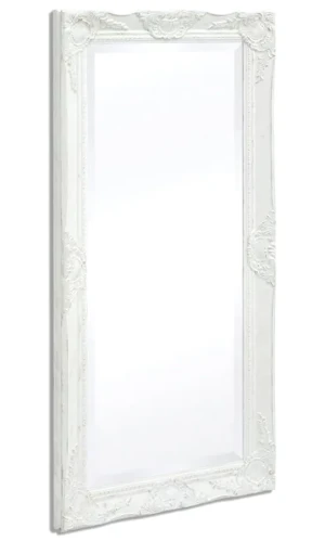 Wiszące białe lustro z ramą w stylu rustykalnym - Rafen 6X