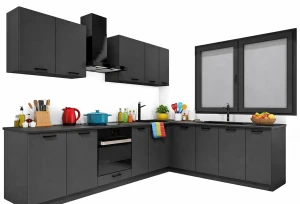 Zestaw mebli kuchennych narożnych grafit 260 cm - Coleo 28X