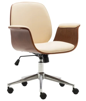 Kremowy fotel industrialny z ekoskóry na kółkach - Keltis 4X