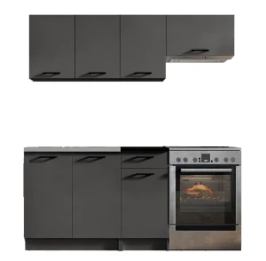 Mały zestaw mebli kuchennych grafit mat - Lanter 3X