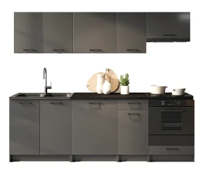 Zestaw 8 mebli do kuchni 240 cm grafit mat - Lanter 6X