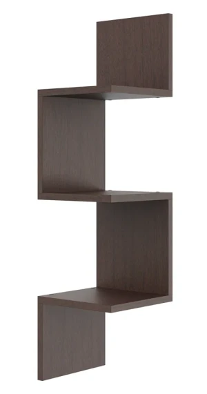Narożna półka ścienna na książki w kolorze wenge - Flora 3X