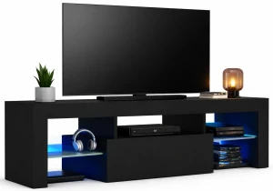 Czarna nowoczesna szafka RTV z LED - Artbo