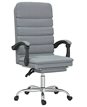 Jasnoszary rozkładany fotel biurowy z podnóżkiem masujący - Olion 5X