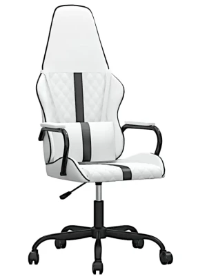 Biało-czarny masujący fotel gamingowy - Pagis 3X