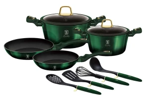 Komplet zielonych garnków i patelni - Carole 6X