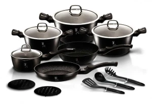 Zestaw czarnych garnków na indukcję - Epilos 6X