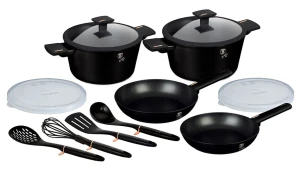 Matowy czarny komplet garnków 12 elementów - Epilos 11X