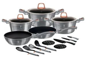 Zestaw srebrnych garnków 17 elementów - Erfo 5X