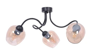 Czarno-bursztynowy żyrandol z 3 kloszami - A566-Bira