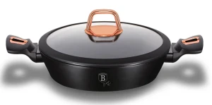 Czarny aluminiowy garnek ze szklaną pokrywą - Semot 17X