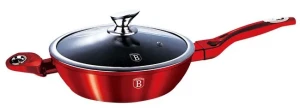 Czerwona elegancka patelnia z pokrywą 32cm - Motis 3X