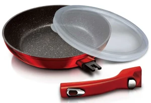 Czerwona patelnia granitowa z odpinaną rączką 28cm - Motis 5X