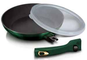 Zielona patelnia z odpinaną rączką i pokrywką 24cm - Garet 5X