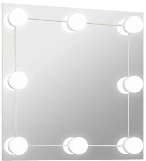 Kwadratowe srebrne lustro wiszące LED 40x40 cm - Dadi 3X