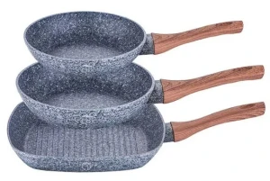 Komplet 3 aluminiowych patelni z powłoką granitową - Kazna 5X