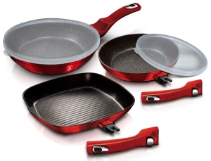 3 sztuki patelni aluminiowych z odpinanymi rączkami - Hesperia 4X