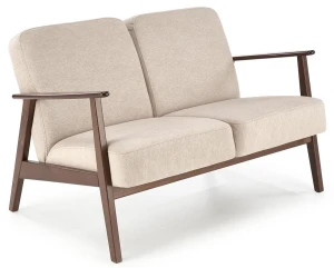 Drewniana beżowa tapicerowana sofa retro - Alexander 4X