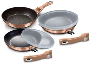 Zestaw 3 złotych patelni z odpinanymi uchwytami - Efia 4X