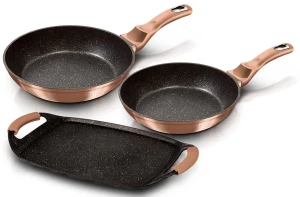 Komplet 3 złotych aluminiowych patelni - Efia 5X