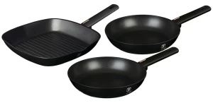 Zestaw 3 czarnych patelni z powłoką tytanową - Tulami 3X