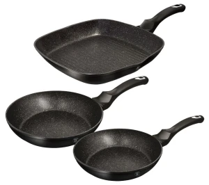 3 sztuki czarnych aluminiowych patelni - Tulami 7X