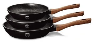 Zestaw 3 patelni z brązową silikonową rączką - Tulami 9X