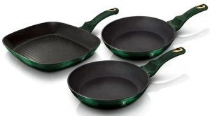 3 zielone patelnie z powłoką granitową - Fisko 8X