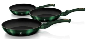 Komplet zielonych patelni z powłoką granitową - Fisko 9X