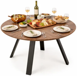 Okrągły fornirowany stół w stylu retro - Coriander