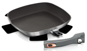 Srebrna patelnia grillowa z odpinaną rączką - Grolis 7X