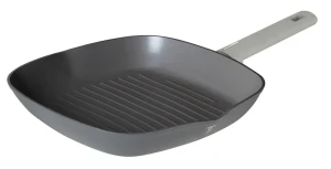 Szara patelnia grillowa z powłoką tytanową - Grolis 8X