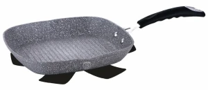 Szara patelnia grillowa z silikonowym uchwytem - Grolis 11X