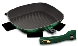 Zielona patelnia grillowa z potrójną powłoką granitową - Geos 6X