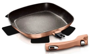 Złota patelnia grillowa z odpinanym uchwytem - Geos 7X