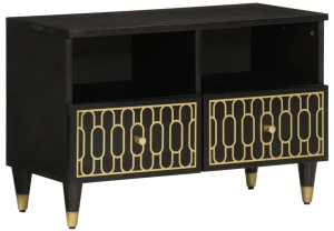 Czarna drewniana szafka RTV retro - Rebex 7X