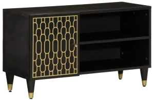 Czarna drewniana szafka RTV - Rebex 17X