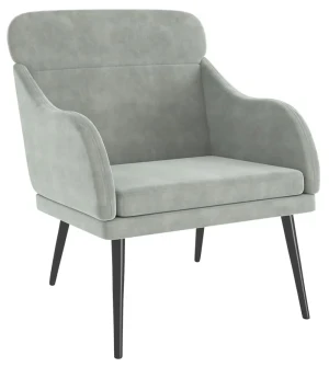 Jasnoszary tapicerowany fotel wypoczynkowy - Sentar