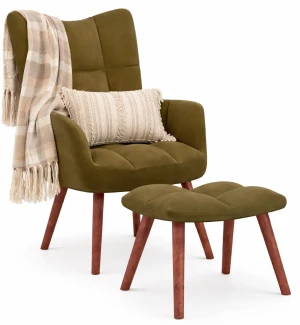 Brązowy tapicerowany welurem fotel pikowany - Debora