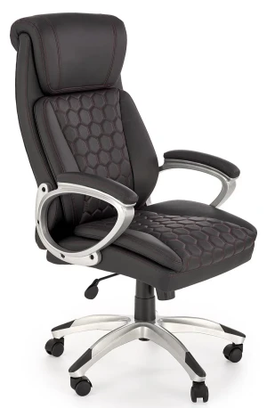 Czarny fotel obrotowy tapicerowany perforowaną ekoskórą - Efro