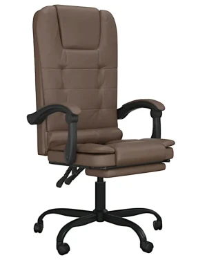 Masujące brązowe krzesło do biurka z podnóżkiem - Pexo