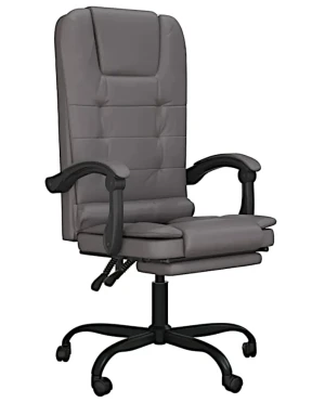 Szary masujący fotel biurowy z podnóżkiem - Pexo