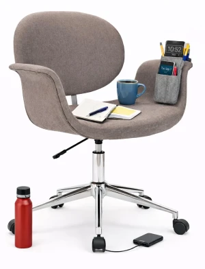 Brązowoszare obrotowe krzesło do biurka - Velio
