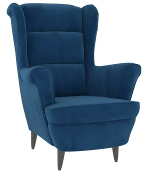 Niebieski welurowy fotel do czytania - Risten