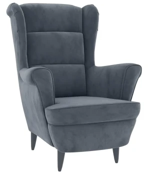 Ciemnoszary welurowy fotel do salonu - Risten