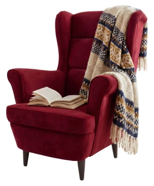 Czerwony welurowy fotel wypoczynkowy - Risten