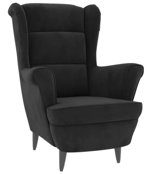 Czarny tapicerowany welurem fotel wypoczynkowy uszak - Risten