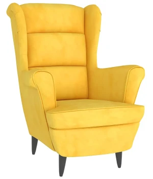 Musztardowy tapicerowany fotel uszak - Risten