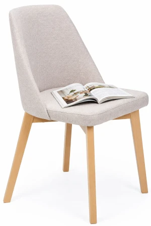 Jasnobeżowe krzesło tapicerowane nowoczesne - Fima 8X