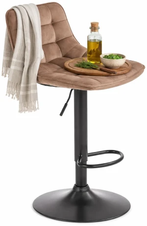 Beżowy welwetowy hoker z regulacją wysokości - Justix